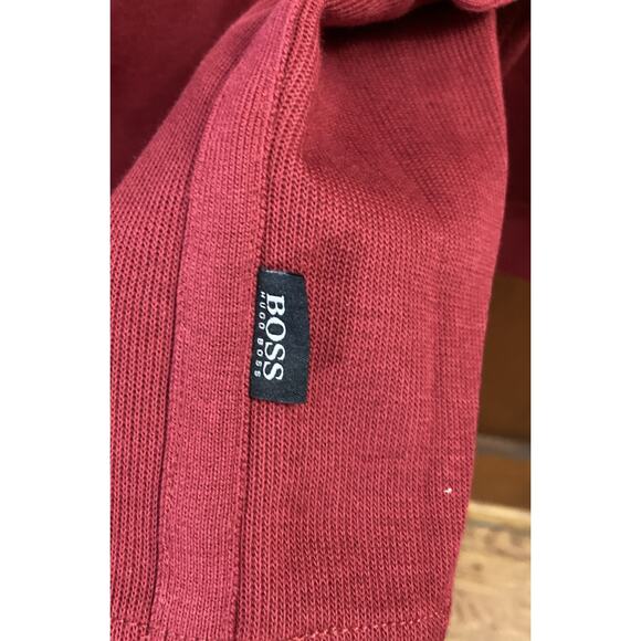 HUGO BOSS Men's 1/2 Zip PullOver Long Sleeve Shirt Set Of 2 Sz L Red Tan Preppy - Picture 5 of 9